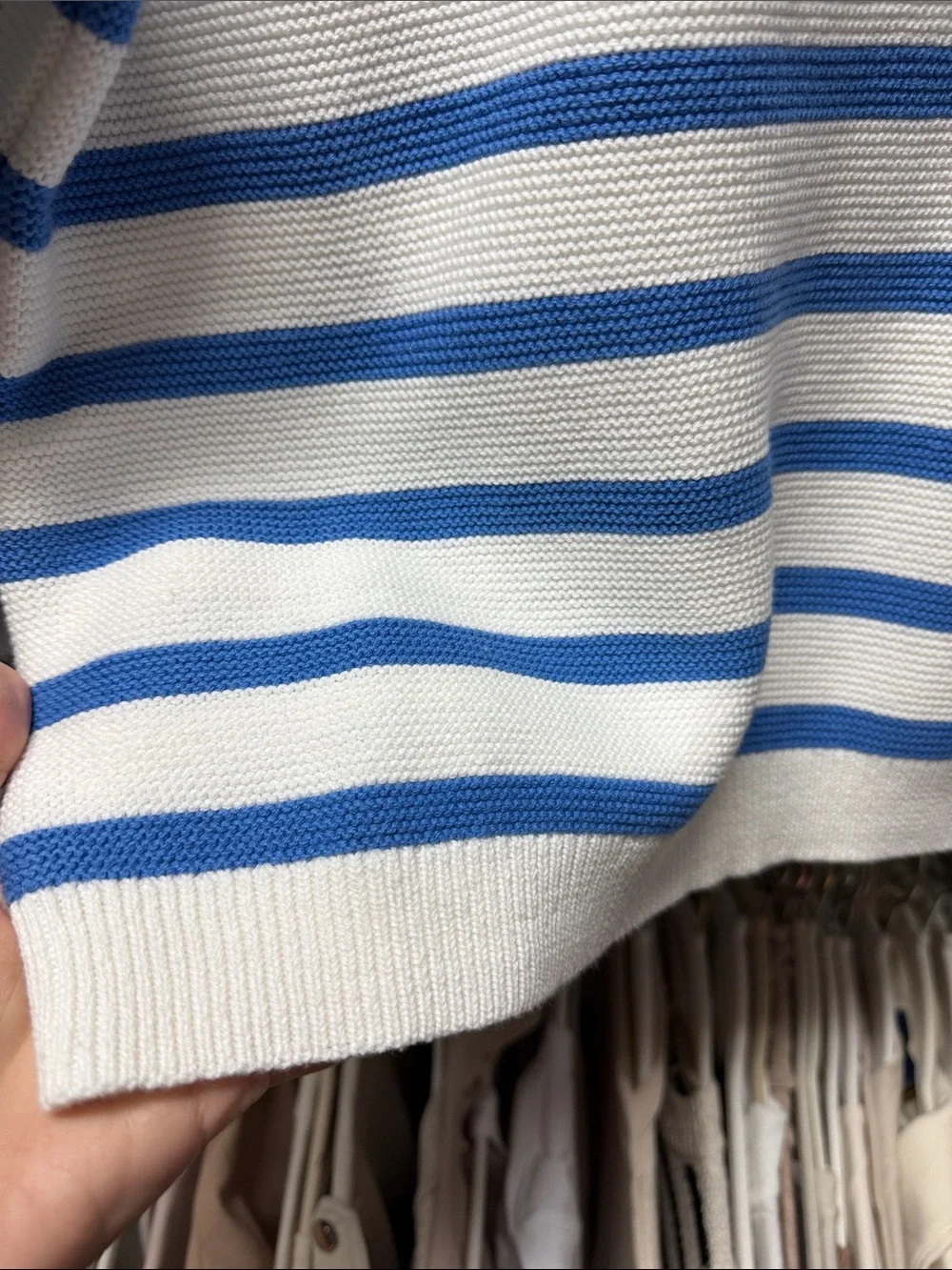 French Connection White & Blue Striped Knit Sweater